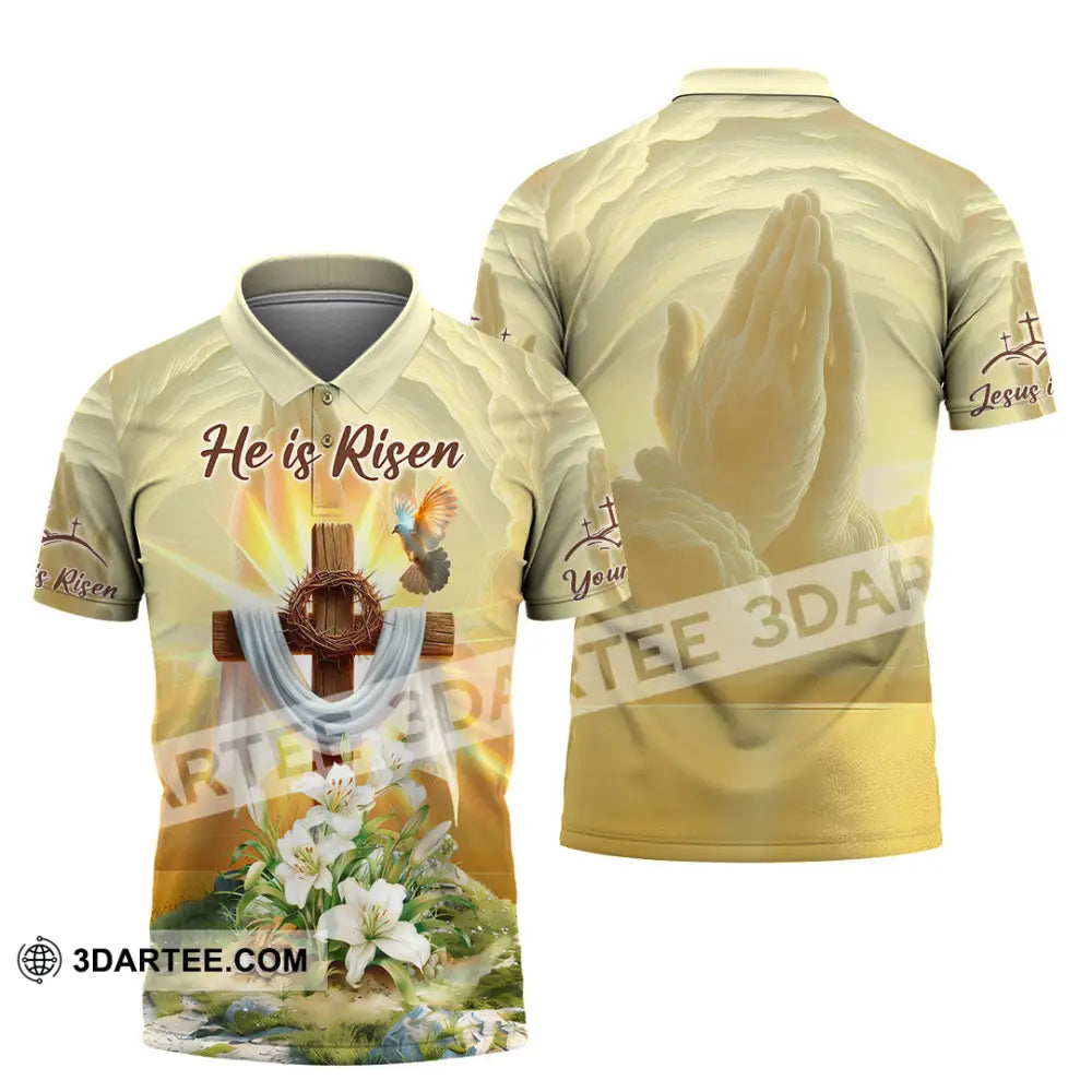 Unisex Shirt - Custom Text Jesus He Is Risen Polo / S T-Shirt