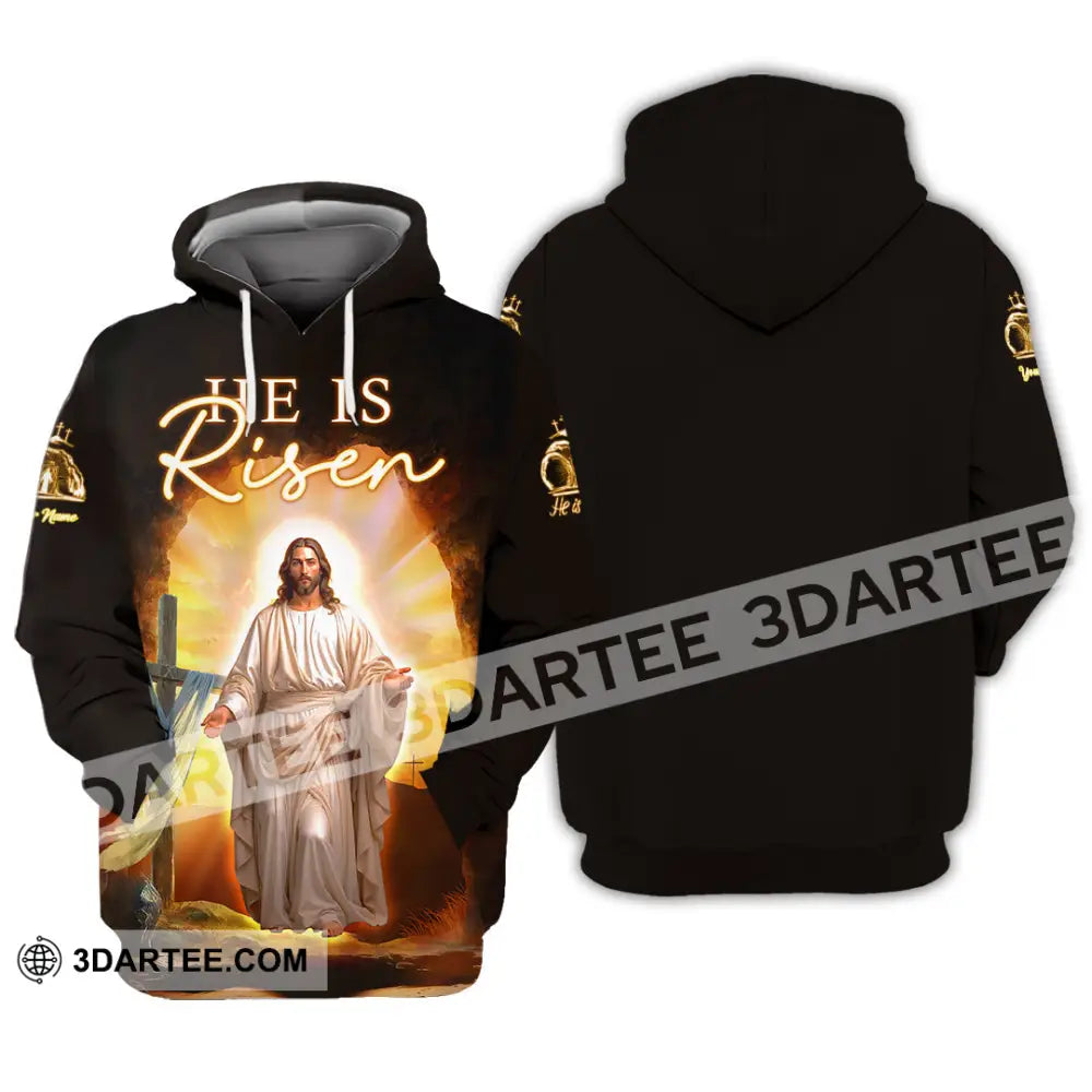 Unisex Shirt - Custom Text Jesus Is Risen Hoodie / S T-Shirt