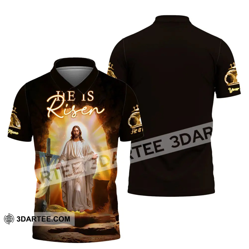 Unisex Shirt - Custom Text Jesus Is Risen Polo / S T-Shirt