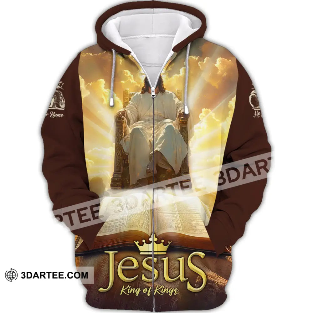 Unisex Shirt - Custom Text Jesus King Of Kings Zipper Hoodie / S T-Shirt