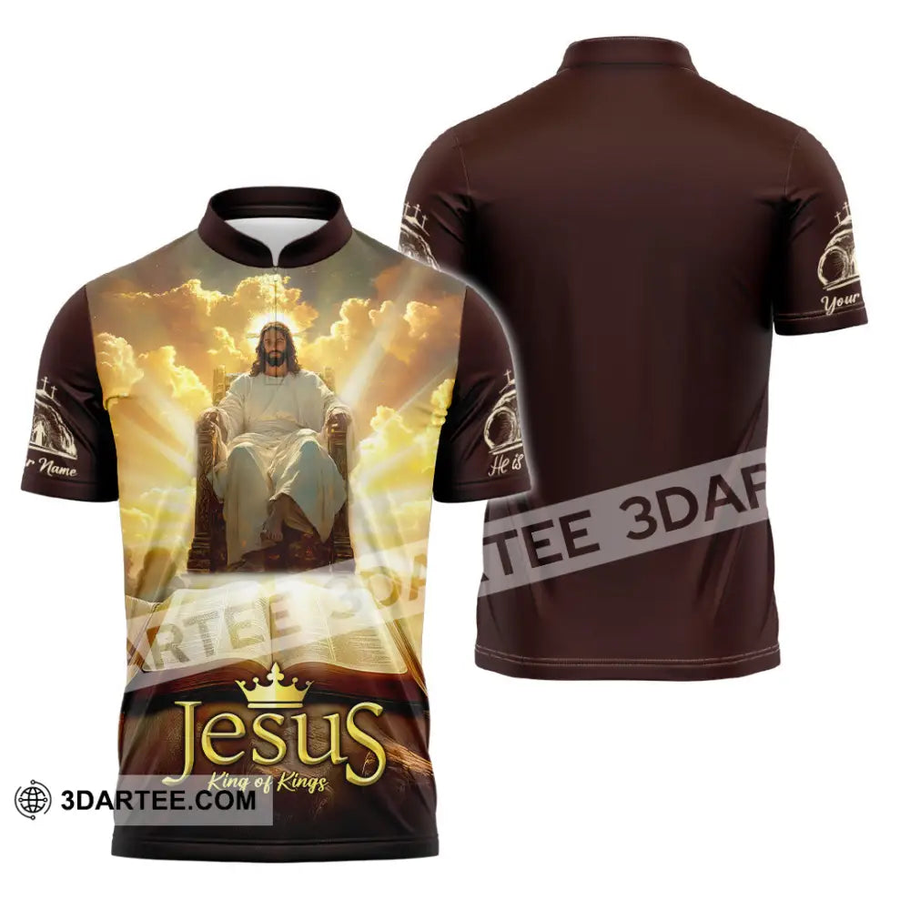 Unisex Shirt - Custom Text Jesus King Of Kings Zipper Polo / S T-Shirt