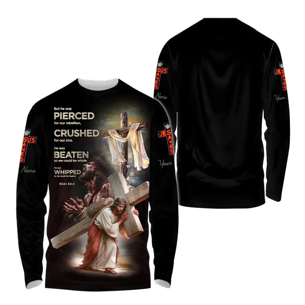 Unisex Shirt - Custom Text Shirt Jesus Saves Long Sleeve Shirt / S T-shirt