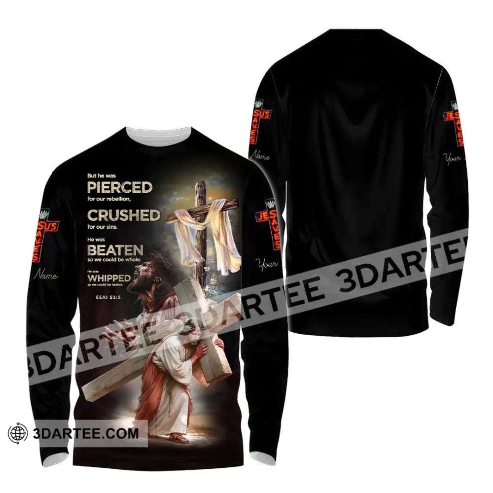 Unisex Shirt - Custom Text Shirt Jesus Saves Long Sleeve Shirt / S T-shirt
