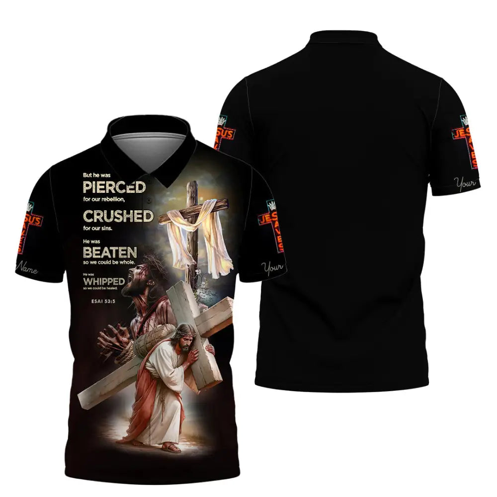 Unisex Shirt - Custom Text Shirt Jesus Saves Polo Shirt / S T-shirt