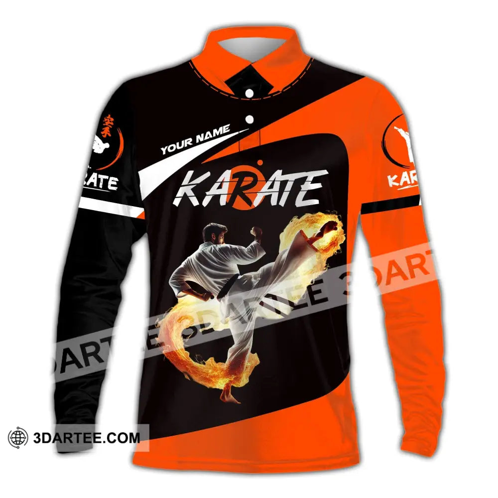 Unisex Shirt - Custom Text Karate Long Sleeve Polo / S T-Shirt