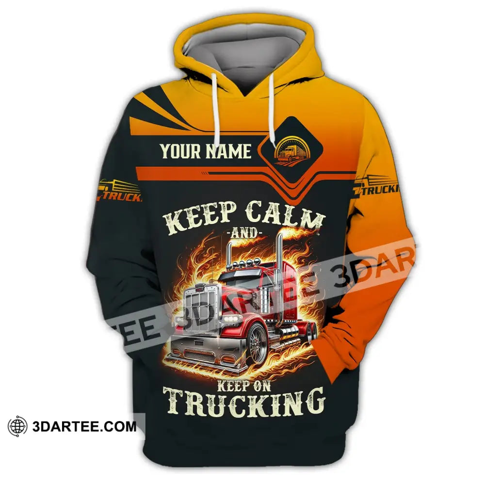 Unisex Shirt - Custom Text Keep Calm And On Trucking Hoodie / S T-Shirt