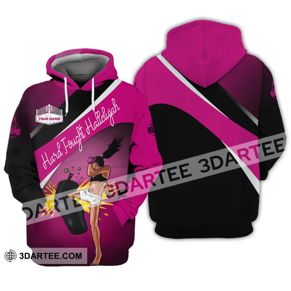 Unisex Shirt - Custom Text Shirt Kick Boxing Hard Fought Hallelujah Shirt Hoodie / S T-shirt