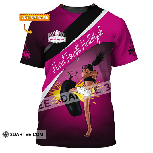 Unisex Shirt - Custom Text Shirt Kick Boxing Hard Fought Hallelujah Shirt T-shirt