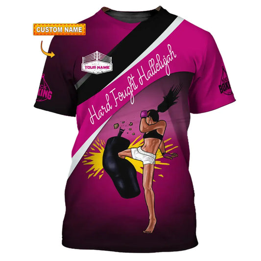 Unisex Shirt - Custom Text Shirt Kick Boxing Hard Fought Hallelujah Shirt T-shirt