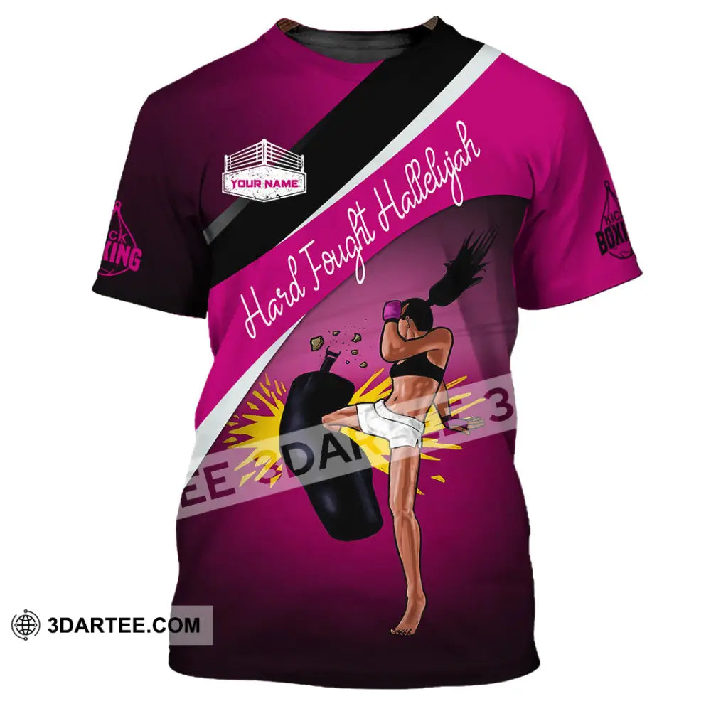 Unisex Shirt - Custom Text Shirt Kick Boxing Hard Fought Hallelujah Shirt T-Shirt / S T-shirt