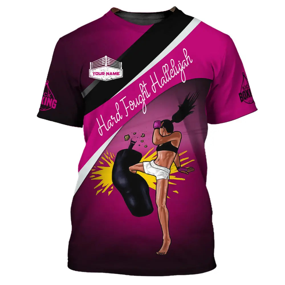 Unisex Shirt - Custom Text Shirt Kick Boxing Hard Fought Hallelujah Shirt T-Shirt / S T-shirt