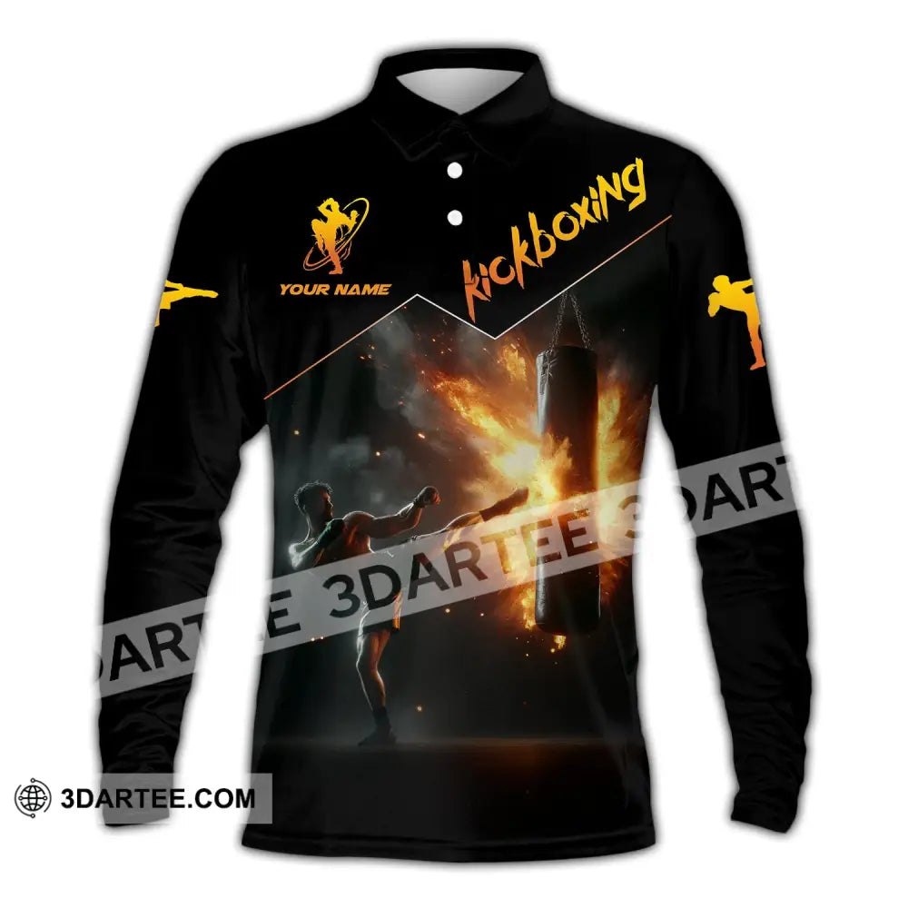 Unisex Shirt - Custom Text Kickboxing Long Sleeve Polo / S T-Shirt