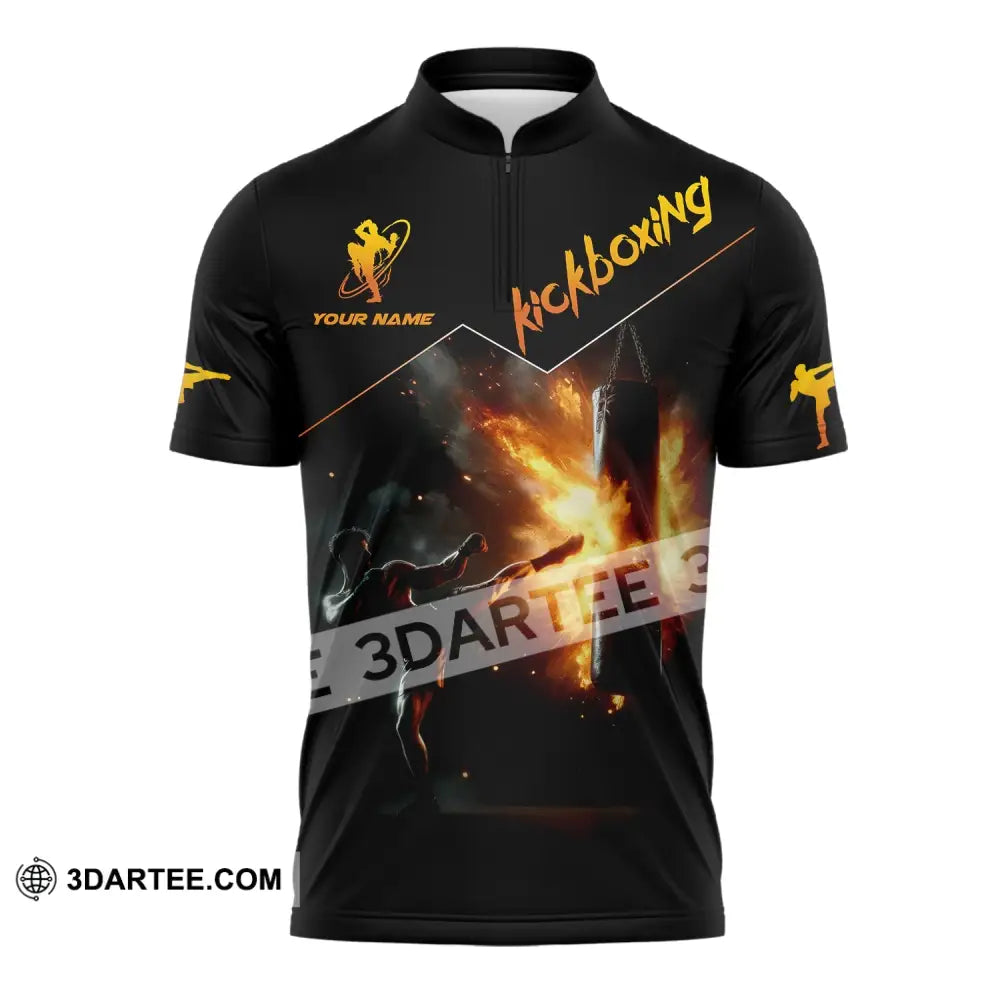 Unisex Shirt - Custom Text Kickboxing Zipper Polo / S T-Shirt