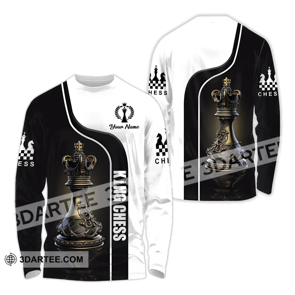 Unisex Shirt - Custom Text King Chess Long Sleeve / S T-Shirt