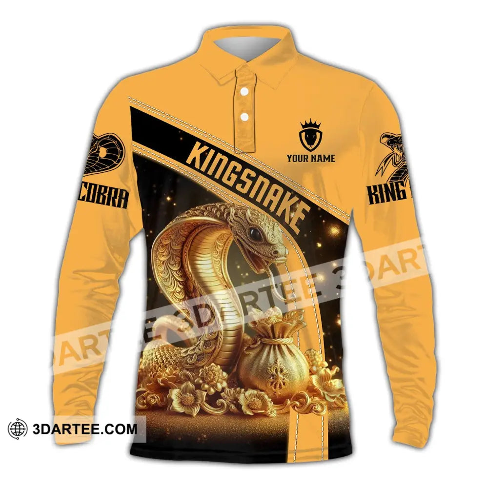 Unisex Shirt - Custom Text King Snake Long Sleeve Polo / S T-Shirt