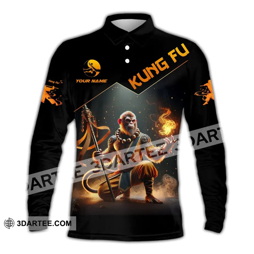 Unisex Shirt - Custom Text Kung Fu Long Sleeve Polo / S T-Shirt