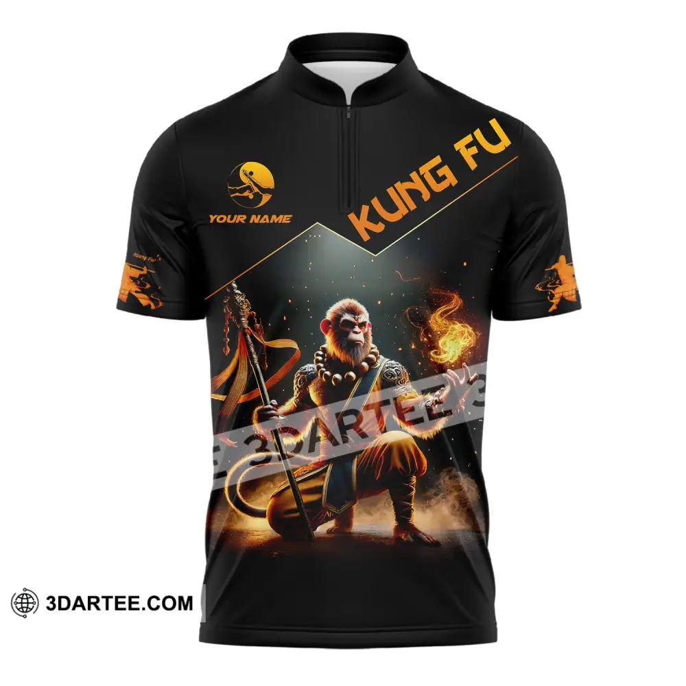 Unisex Shirt - Custom Text Kung Fu Zipper Polo / S T-Shirt