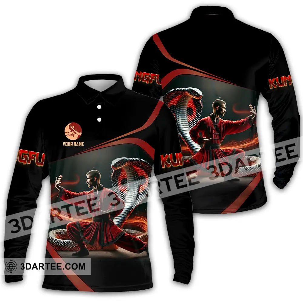 Unisex Shirt - Custom Text Kungfu Long Sleeve Polo / S T-Shirt