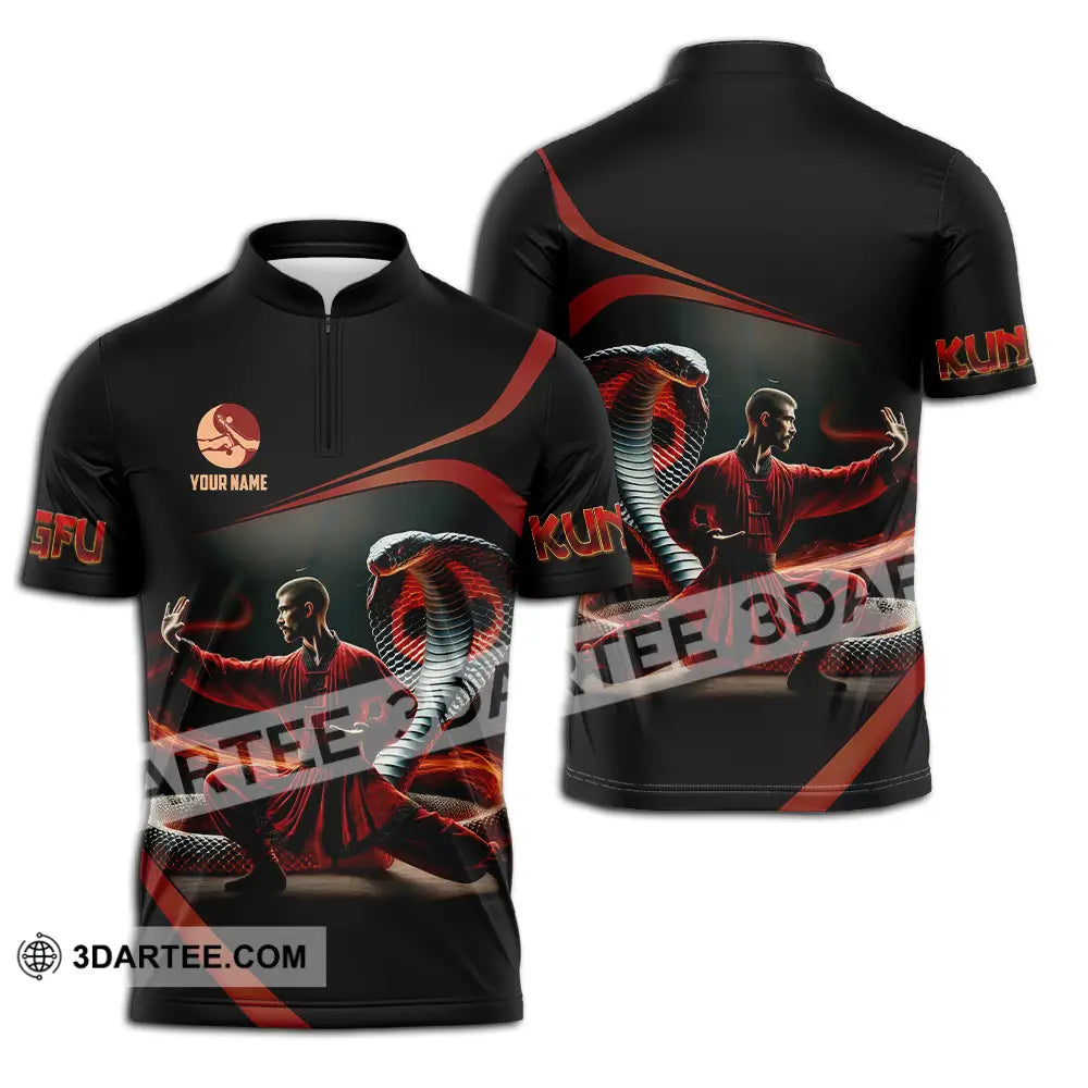 Unisex Shirt - Custom Text Kungfu Zipper Polo / S T-Shirt