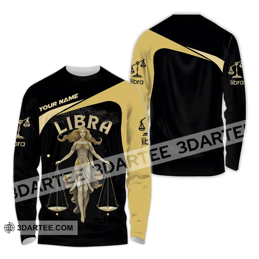 Unisex Shirt - Custom Text Libra Long Sleeve / S T-Shirt