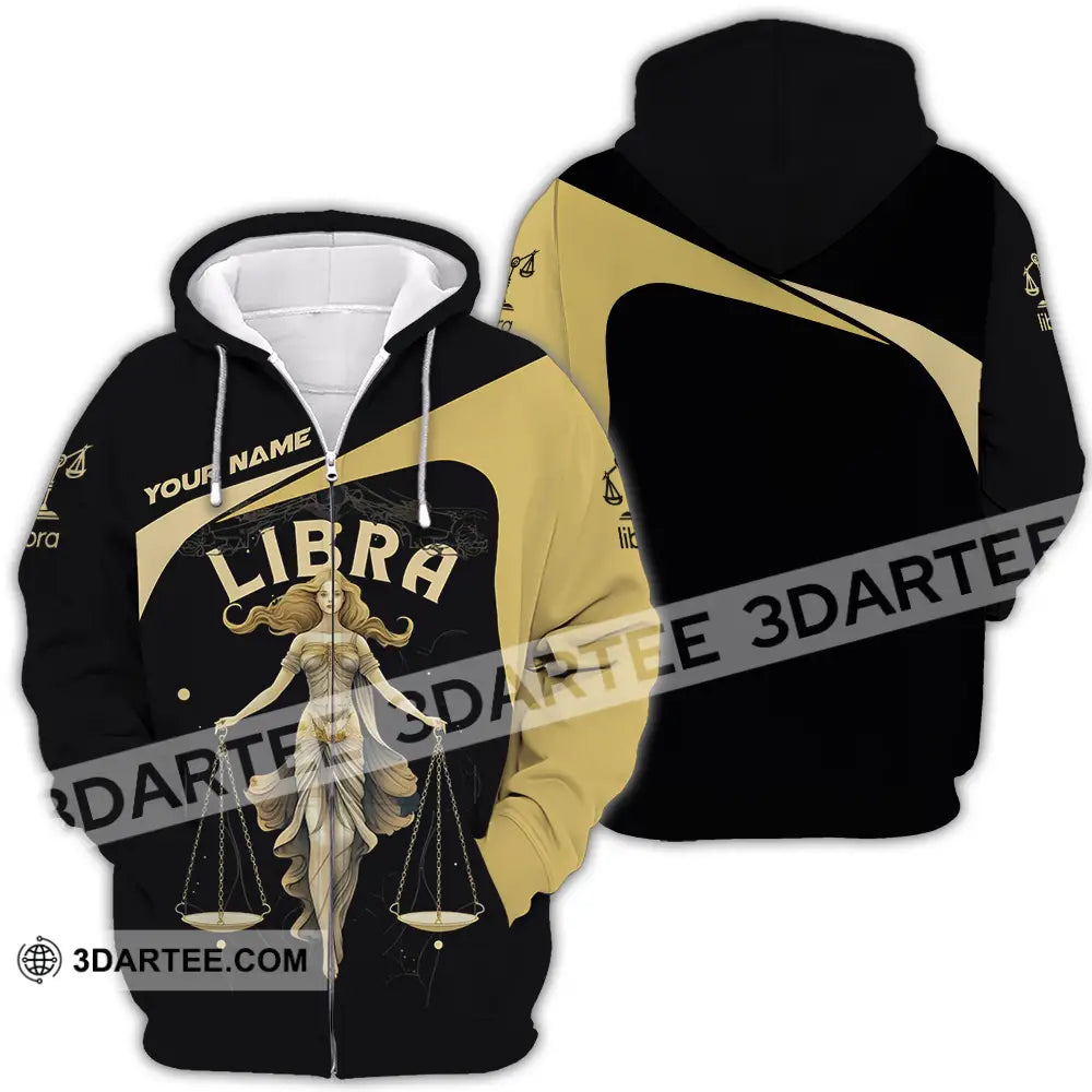 Unisex Shirt - Custom Text Libra Zipper Hoodie / S T-Shirt