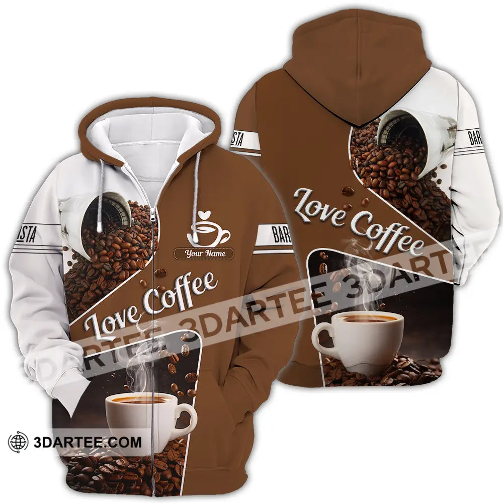 Unisex Shirt - Custom Text Shirt Love Coffee Shirt Zipper Hoodie / S T-shirt