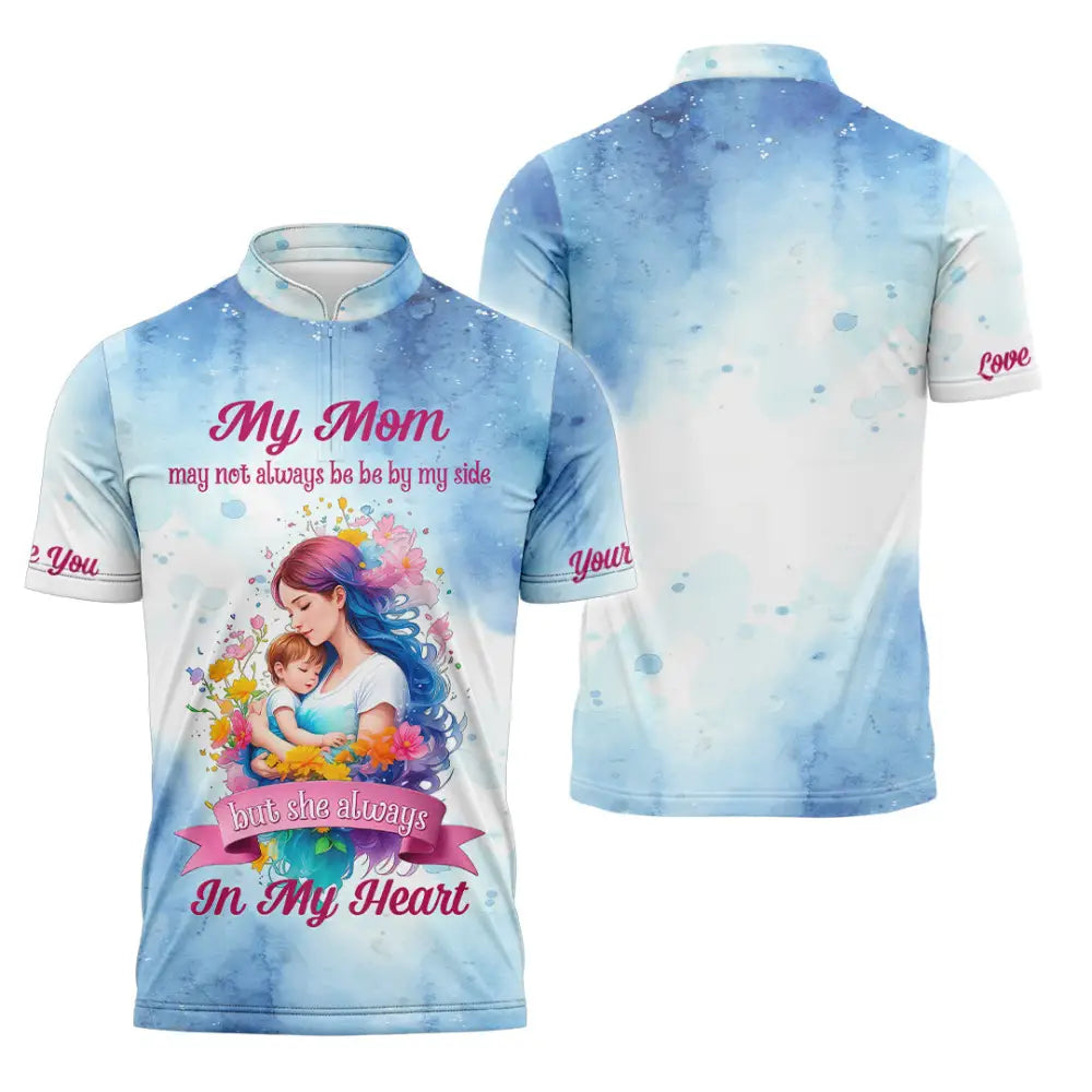 Unisex Shirt - Custom Text Shirt Love Mom Shirt Mother’s Day Gift Zipper Polo Shirt / S T-shirt
