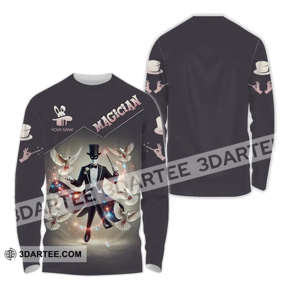 Unisex Shirt - Custom Text Magician Long Sleeve / S T-Shirt