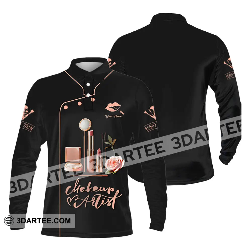Unisex Shirt - Custom Text Shirt Makeup Artist Shirt Long Sleeve Polo / S T-shirt