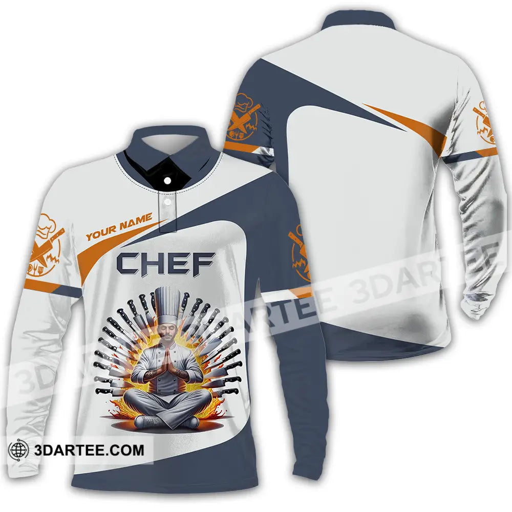 Unisex Shirt - Custom Text Shirt Master Chef Long Sleeve Polo / S T-shirt