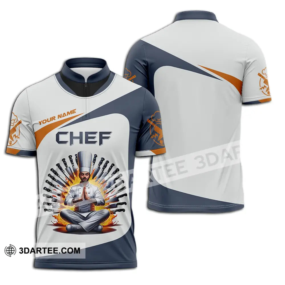 Unisex Shirt - Custom Text Shirt Master Chef Zipper Polo Shirt / S T-shirt