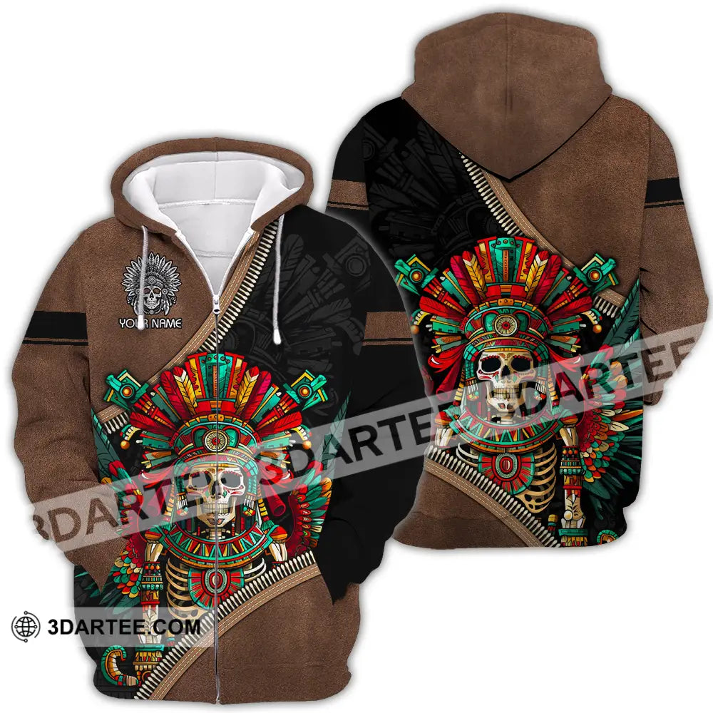 Unisex Shirt - Custom Text Shirt Mexico Aztec Classic Shirt Zipper Hoodie / S T-shirt