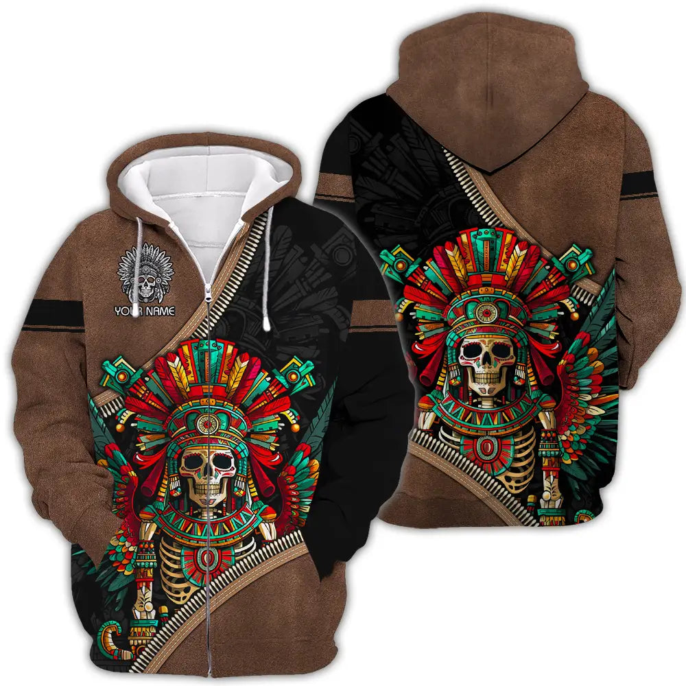 Unisex Shirt - Custom Text Shirt Mexico Aztec Classic Shirt Zipper Hoodie / S T-shirt