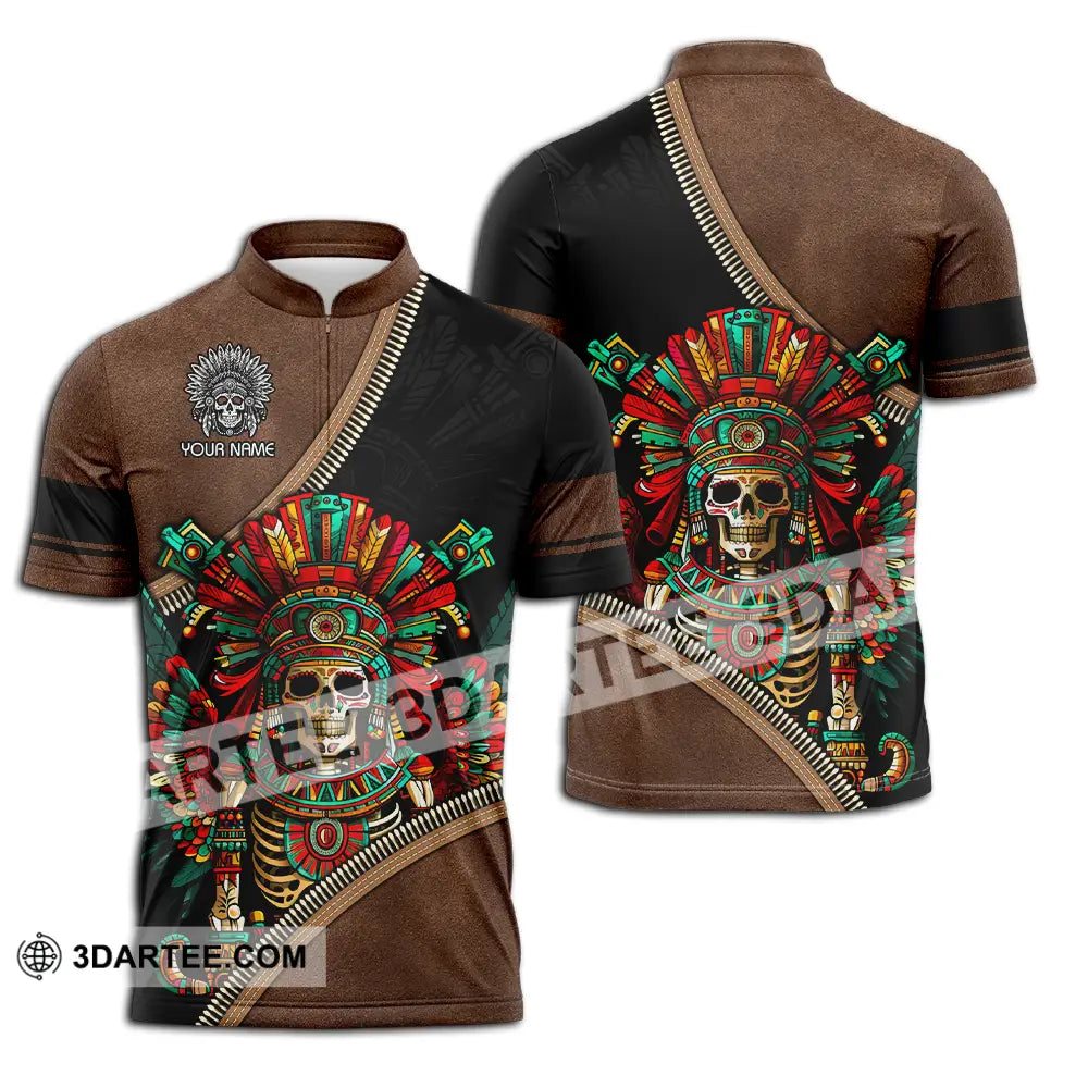 Unisex Shirt - Custom Text Shirt Mexico Aztec Classic Shirt Zipper Polo Shirt / S T-shirt