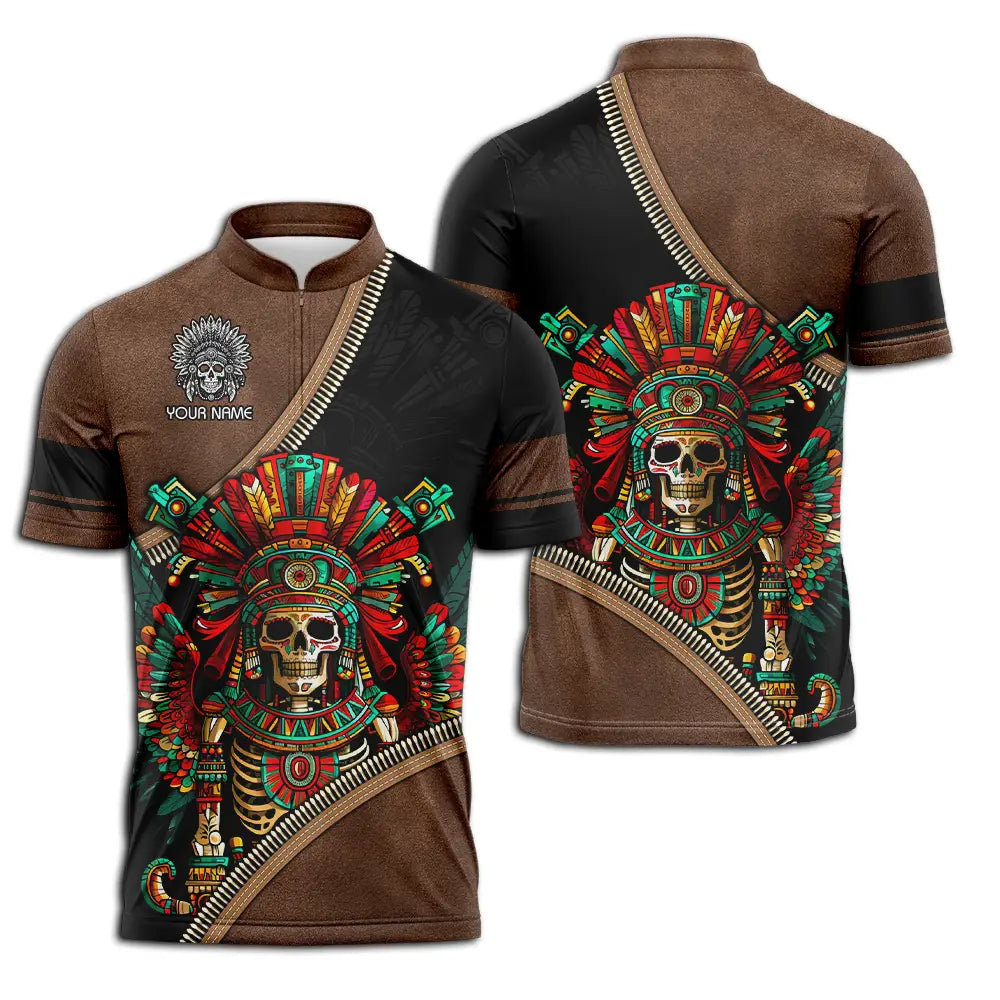 Unisex Shirt - Custom Text Shirt Mexico Aztec Classic Shirt Zipper Polo Shirt / S T-shirt