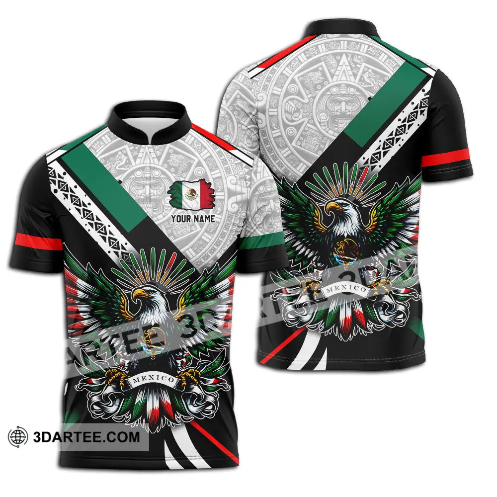 Unisex Shirt - Custom Text Shirt Mexico Aztec Classic Shirt Zipper Polo Shirt / S T-shirt