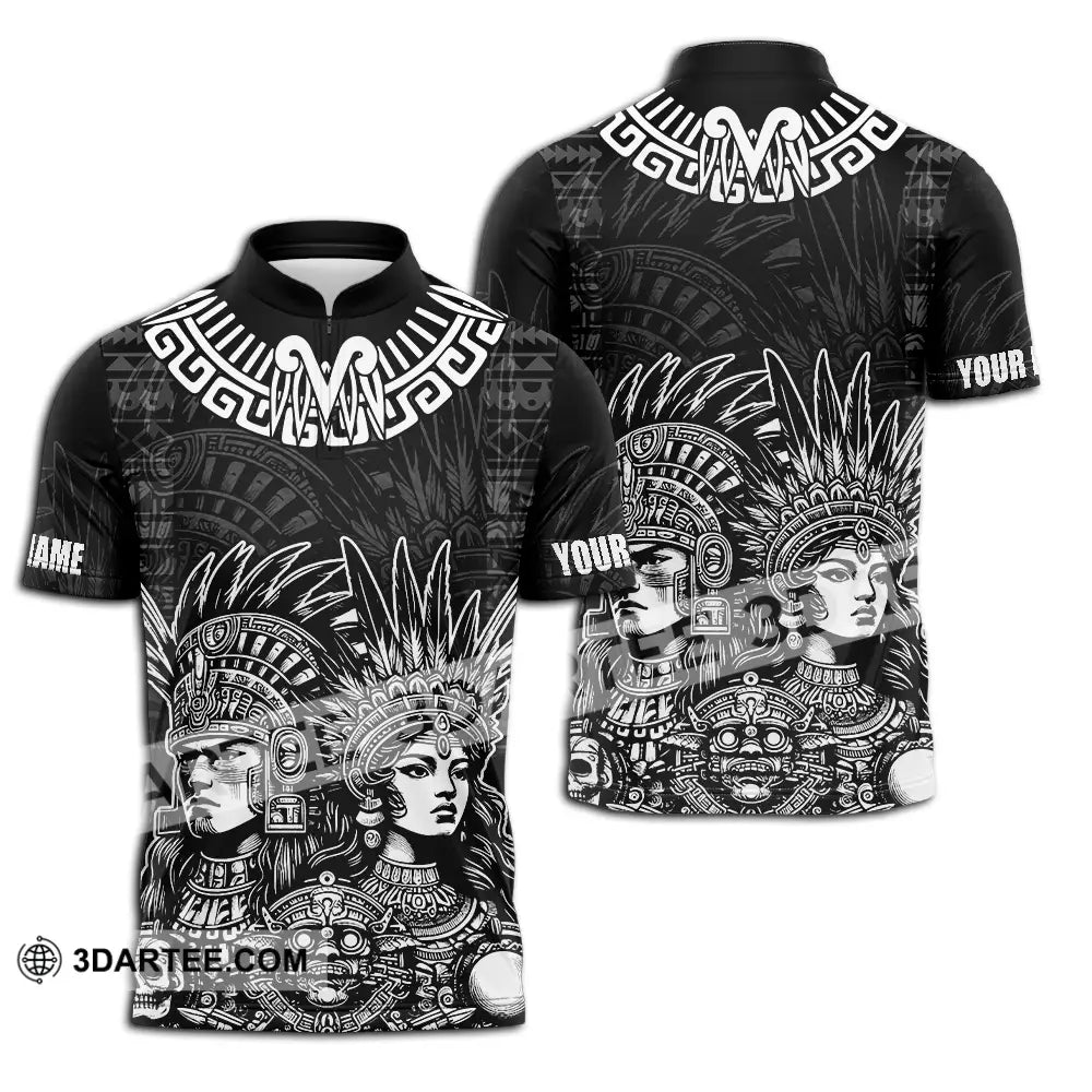 Unisex Shirt - Custom Text Shirt Mexico Aztec Classic Shirt Zipper Polo Shirt / S T-shirt