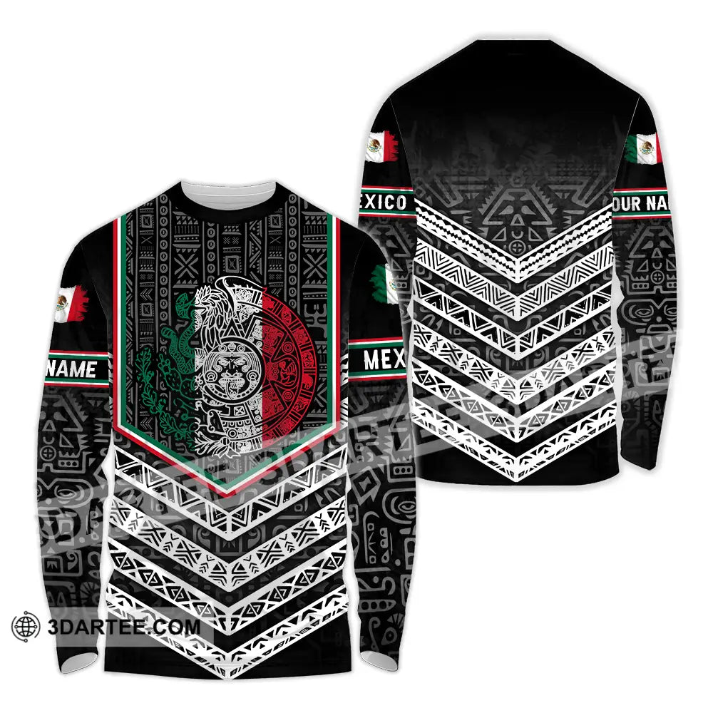 Unisex Shirt - Custom Text Shirt Mexico Aztec Shirt Long Sleeve Shirt / S T-shirt