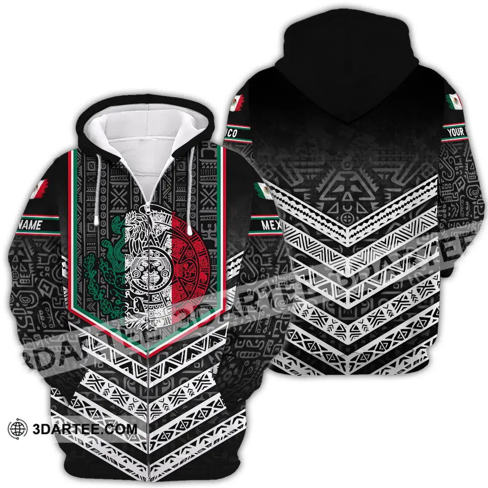 Unisex Shirt - Custom Text Shirt Mexico Aztec Shirt Zipper Hoodie / S T-shirt