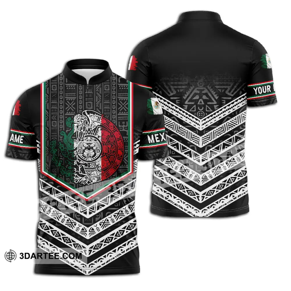 Unisex Shirt - Custom Text Shirt Mexico Aztec Shirt Zipper Polo Shirt / S T-shirt