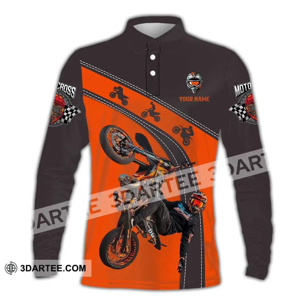 Unisex Shirt - Custom Text Motocross Long Sleeve Polo / S T-Shirt