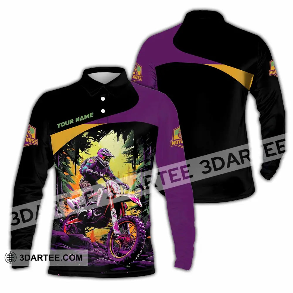 Unisex Shirt - Custom Text Shirt Mountain Bike Shirt Long Sleeve Polo / S T-shirt