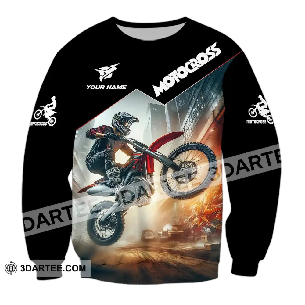 Unisex Shirt - Custom Text Motocross Long Sleeve / S T-Shirt