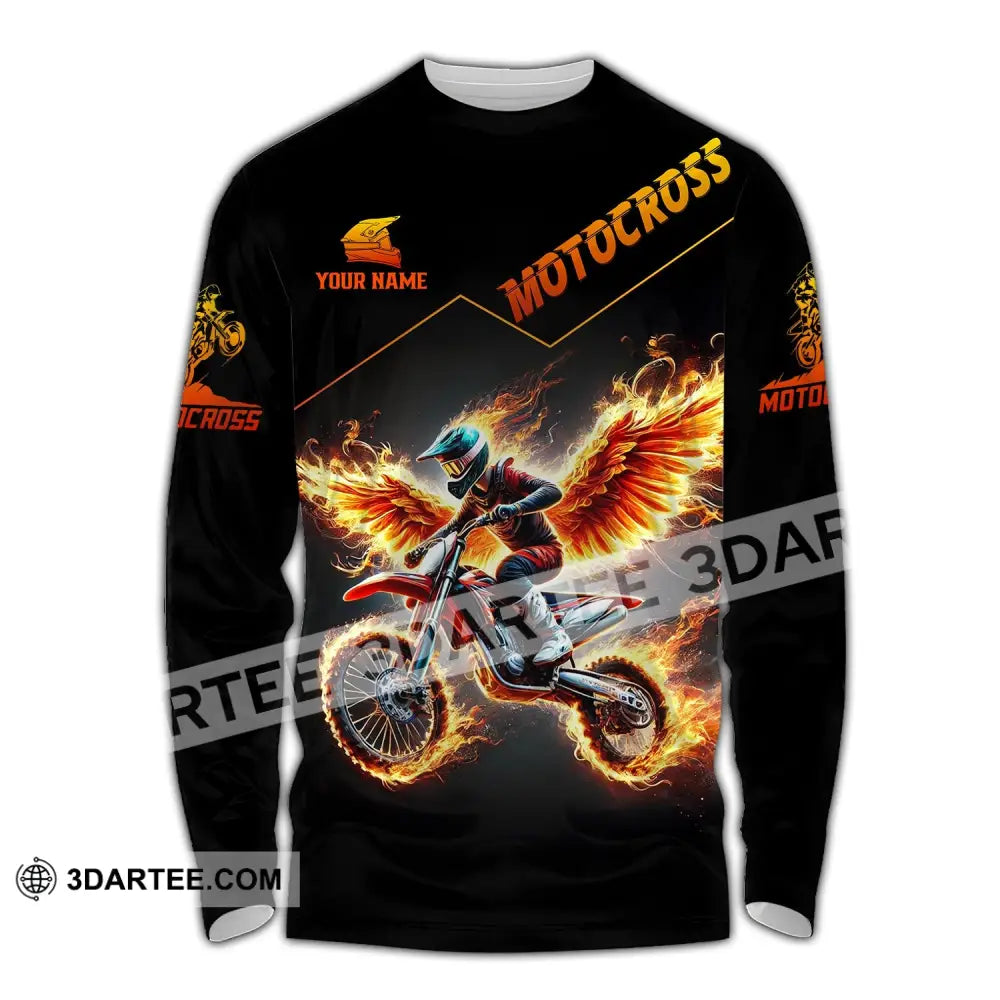 Unisex Shirt - Custom Text Motocross Long Sleeve / S T-Shirt