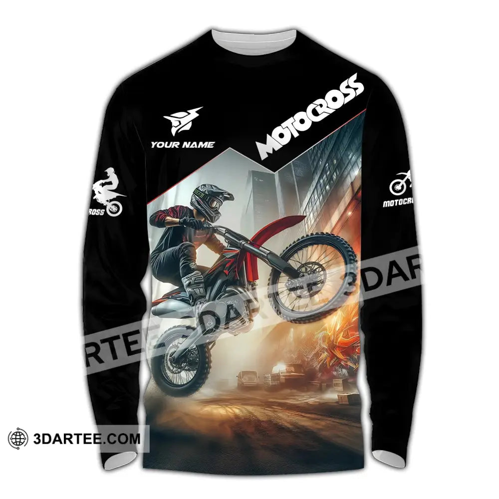 Unisex Shirt - Custom Text Motocross Long Sleeve / S T-Shirt