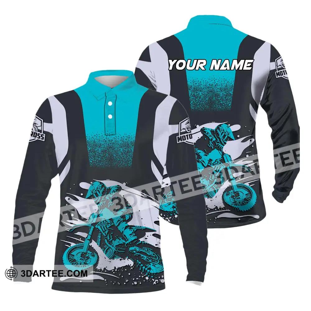 Unisex Shirt - Custom Text Motocross Sport Long Sleeve Polo / S T-Shirt