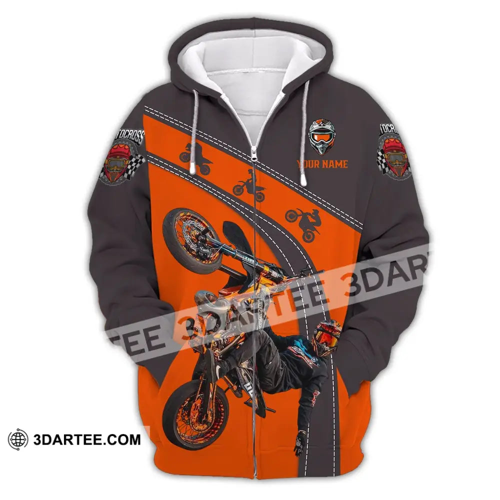 Unisex Shirt - Custom Text Motocross Zipper Hoodie / S T-Shirt