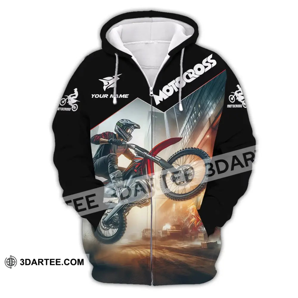 Unisex Shirt - Custom Text Motocross Zipper Hoodie / S T-Shirt