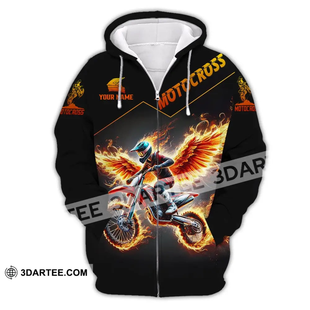 Unisex Shirt - Custom Text Motocross Zipper Hoodie / S T-Shirt