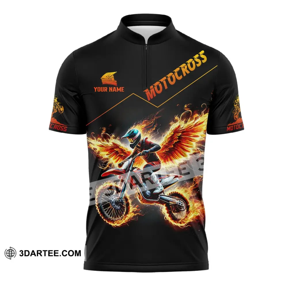 Unisex Shirt - Custom Text Motocross Zipper Polo / S T-Shirt